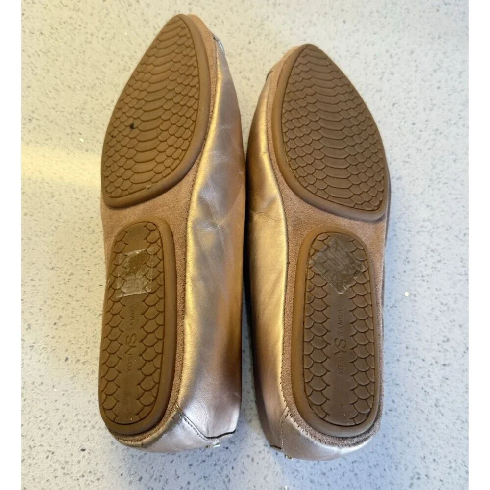 Yosi Samra Womens Valentina Flats Leather Metallic Rose Gold Slip On Mule Sz 9